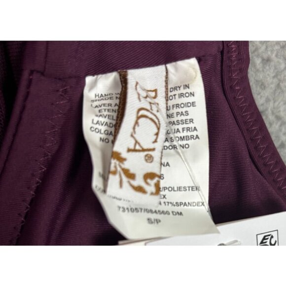 BECCA Women's Standard Muse One Piece Swimsuit High Neck Mesh Burgundy Small NWT - Picture 7 of 8